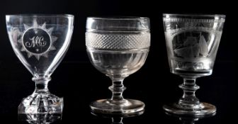 Three glass rummers,