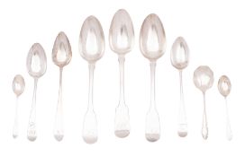 A small mixed lot of silver flatware, comprising of 3 tablespoons, 3 dessert spoons and 3 teaspoons,