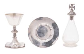 A cased George V silver travelling communion set,