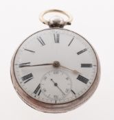 A silver open-faced fusee pocket watch 2350, with a finely engraved balance cock,