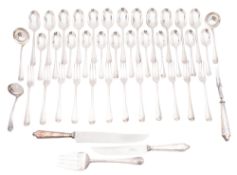 A George V part-canteen of Hanoverian pattern silver flatware, comprising of: 12 tablespoons,