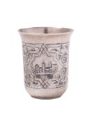 A 19th century Russian silver & niello Charka or beaker, circular form,