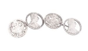 A pair of 18th century silver cloak buttons, made from altered 1780 Maria Theresa Thaler coins; 3.