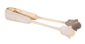 A pair of 20th century continental silver-gilt sugar tongs,