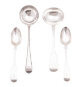 A George IV South West provincial silver sauce ladle, Fiddle pattern, initialled, by George Ferris,