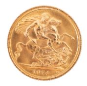 An Elizabeth II 1974 full sovereign, 7.9grams.