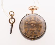 William Burton, London a late-18th century fusee verge gilded pocket watch