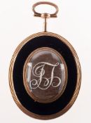 A miniature portrait of a gentleman, head and shoulders, wearing a blue jacket and white waistcoat,