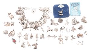 A silver charm bracelet,