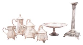 A quantity of silver plated wares, to include a four-piece tea/ coffee service,
