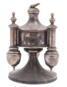 A brass table lighter, circular form,