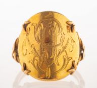 A monogrammed George V 1913 half sovereign ring,