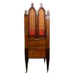 A fine early 19th century mahogany cased chamber barrel organ, maker by A.