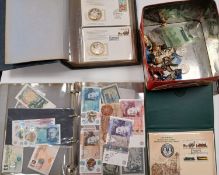 Collection of coins and banknotes,