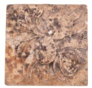 An Italian carved marble tile. Of square