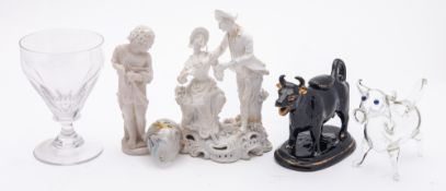 A Continental bisque porcelain group of