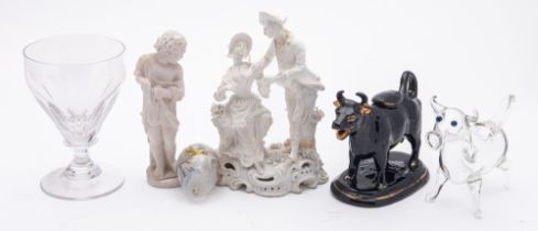 A Continental bisque porcelain group of