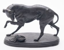 A French spelter figure of a hound licki