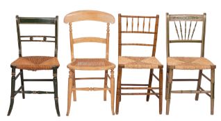 Four painted wood side chairs, late 19th