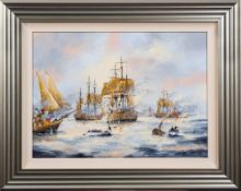 Ken Hammond, (British, b.1948) - Battle of Trafalgar - Oil on board - 46.5 x 64.