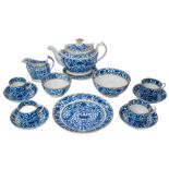 A Coalport blue and white part tea and coffee service, circa 1810-20 of Bute shape,