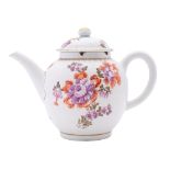 A Lowestoft 'Tulip Painter' large teapot/punch pot and cover,