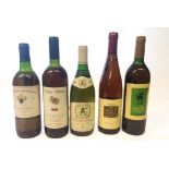 Five bottles of 1990s wine. Including Rh