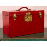 Louis Vuitton; a fine red leather travelling dressing case,