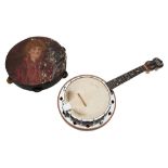 A George Formby Ukulele banjo in birdseye maple and chrome,