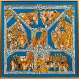 Annie Faivre for Hermes, Paris; La Danse du Cheval Marwari, a printed silk scarf,