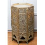 A Cairoware silvered brass and copper inlaid 'kursi, occasional table in Mamluk style,