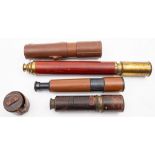 A late 19th century mahogany and brass single draw telescope, unsigned,