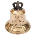 The ship's bell from the Royal Navy R-class destroyer HMS 'Raider' 1916,