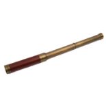A 19th century mahogany and brass three draw telescope, maker Stebbing, Portsmouth,
