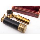 A 19th century brass five draw pocket telescope, unsigned,