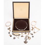 A small collection of silver and costume jewellery.