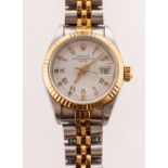 Rolex Oyster Perpetual Date a lady's stainless-steel and gold wristwatch,