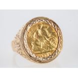 An Edwardian half sovereign, bare head, reverse with St. George and The Dragon