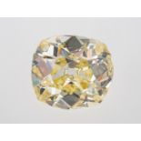 ! An impressive fancy light yellow old mine cut diamond weighing approximately 5.25 carat,