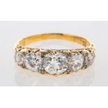 A Victorian 18ct gold five stone diamond ring,
