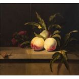 Hans Bollongier (Dutch, 1600-1645) - Still life study with peaches, pink blossoms,