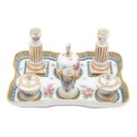 A Meissen seven-piece desk set, 19th century in Marcolini style,