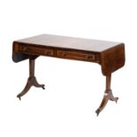 A Regency rosewood and brass strung sofa table,