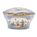 A rare Meissen blue-ground chinoiserie snuff box, 18th century