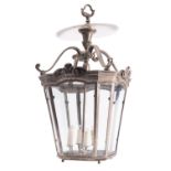 A silvered metal ceiling lantern in late 18th century style,
