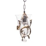 A gilt bronze mounted glass ceiling lantern, in Rococo Revival style,