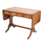 A Regency fruitwood and walnut banded sofa table,