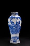 A Chinese Blue and White Porcelain Vase, Qing Dynasty, 19th Century