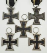 Preussen: Eisernes Kreuz, 1914, 2. Klasse - 5 Exemplare.