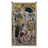 AN EXCEPTIONALLY FINE STAINED GLASS PANEL DATED 1505.
